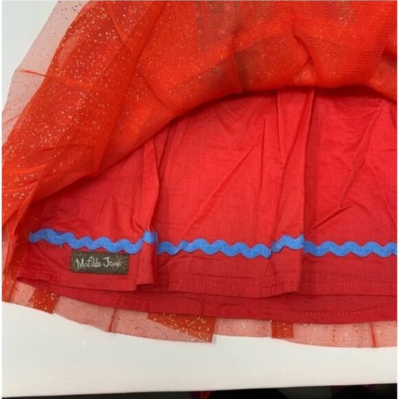 Matilda Jane CAROLING AWAY Top 2 Girls Sparkle Red Tulle Velour Make Believe 2 a - Picture 3 of 8